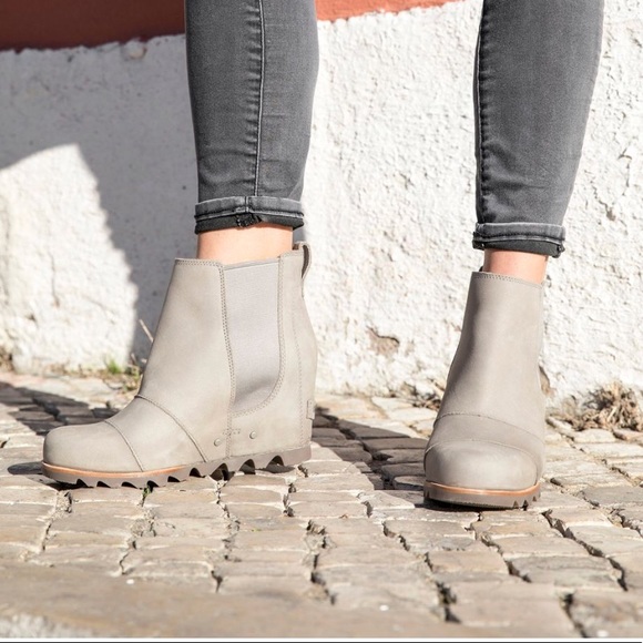 sorel lea wedge grey